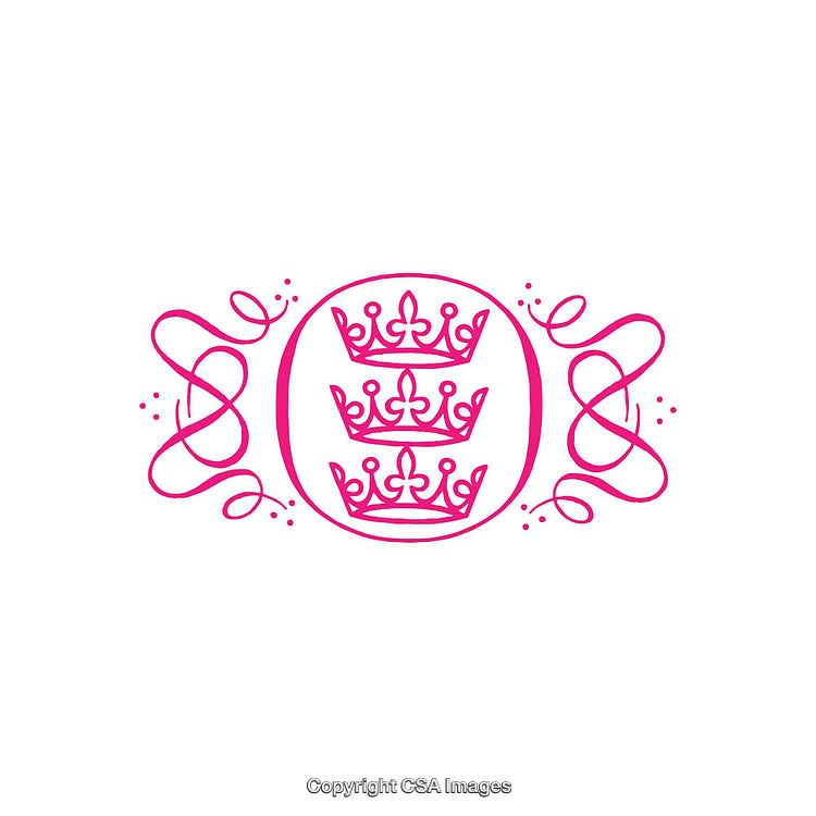 Elegant Ornamental Design Featuring Triple Crowns with Decorative Elements