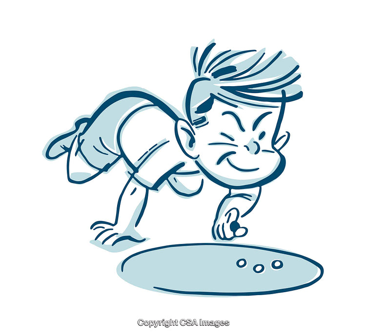 Illustration of a Boy Playing a Traditional Marbles Game