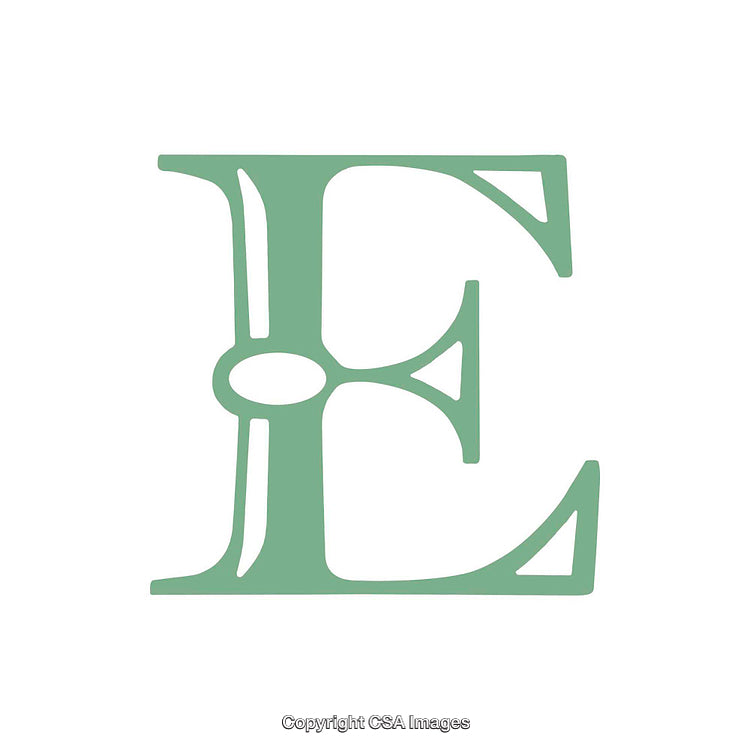 Stylized Green Letter E on White Background