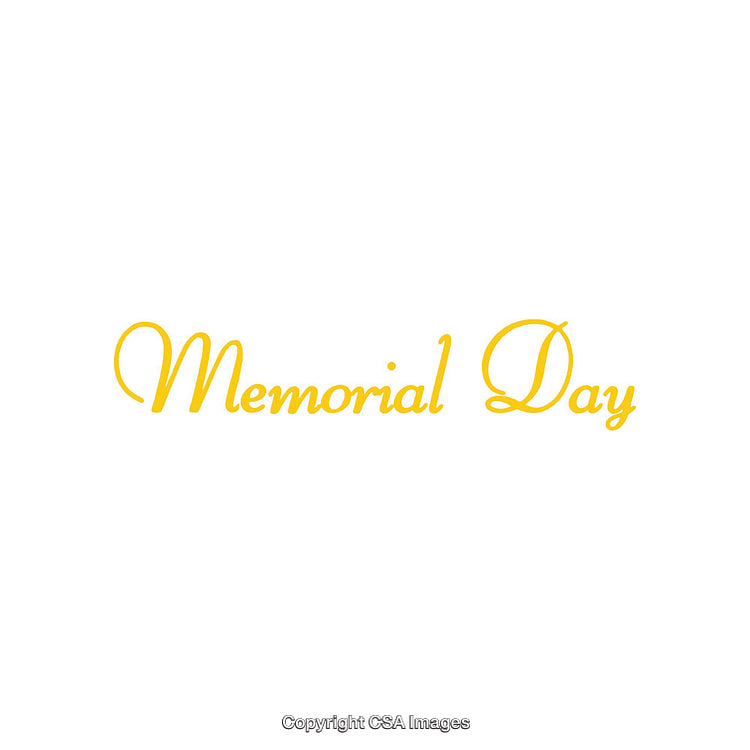 Elegant Yellow Memorial Day Text on a Clean White Background