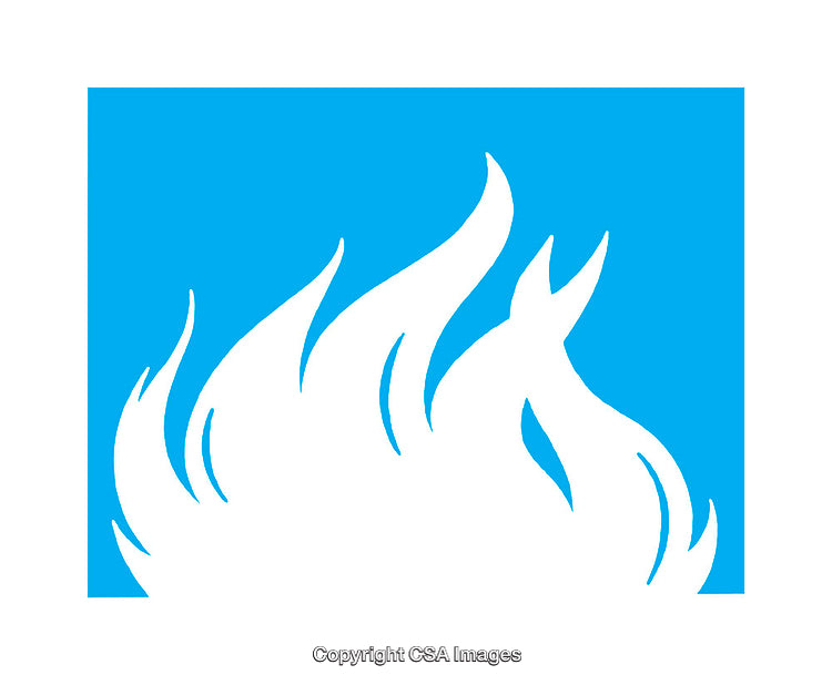 Blue and White Icon of Stylized Abstract Fire Element