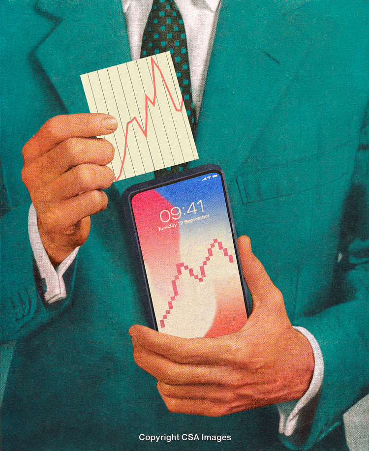 Modern Illustration of Technology and Finance with Graphs on a Smartphone