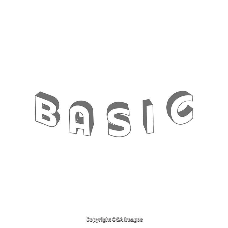 Monochrome Word Art with Bold 3D Lettering on White Background