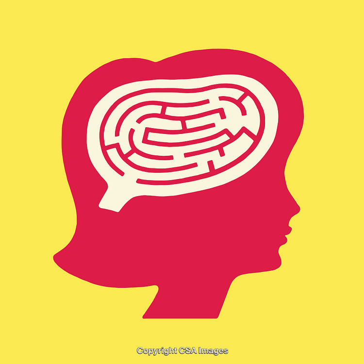 Abstract Head Maze Depicting Cognitive Process and Mental Challenges