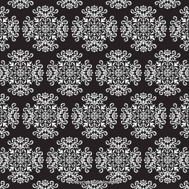Elegant Black and White Ornate Pattern With Intricate Floral Motifs