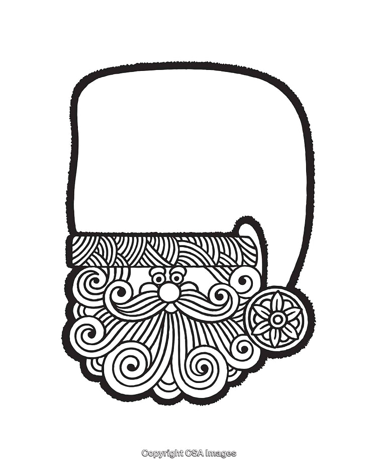 Intricate Santa Claus Line Art With Swirly Beard
