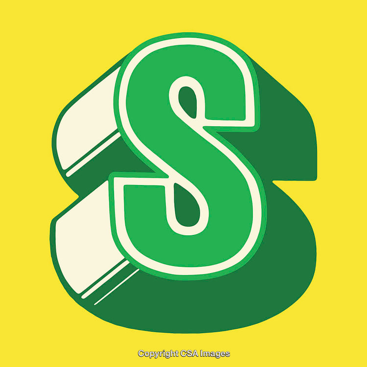 Bold Green Letter 'S' Design on Yellow Background
