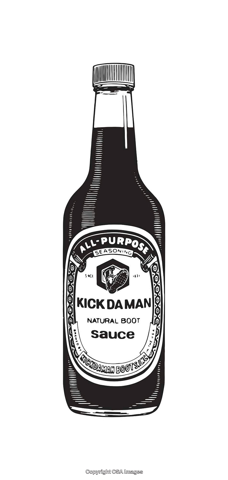Black And White Drawing of an All-Purpose Seasoning Bottle Label Design