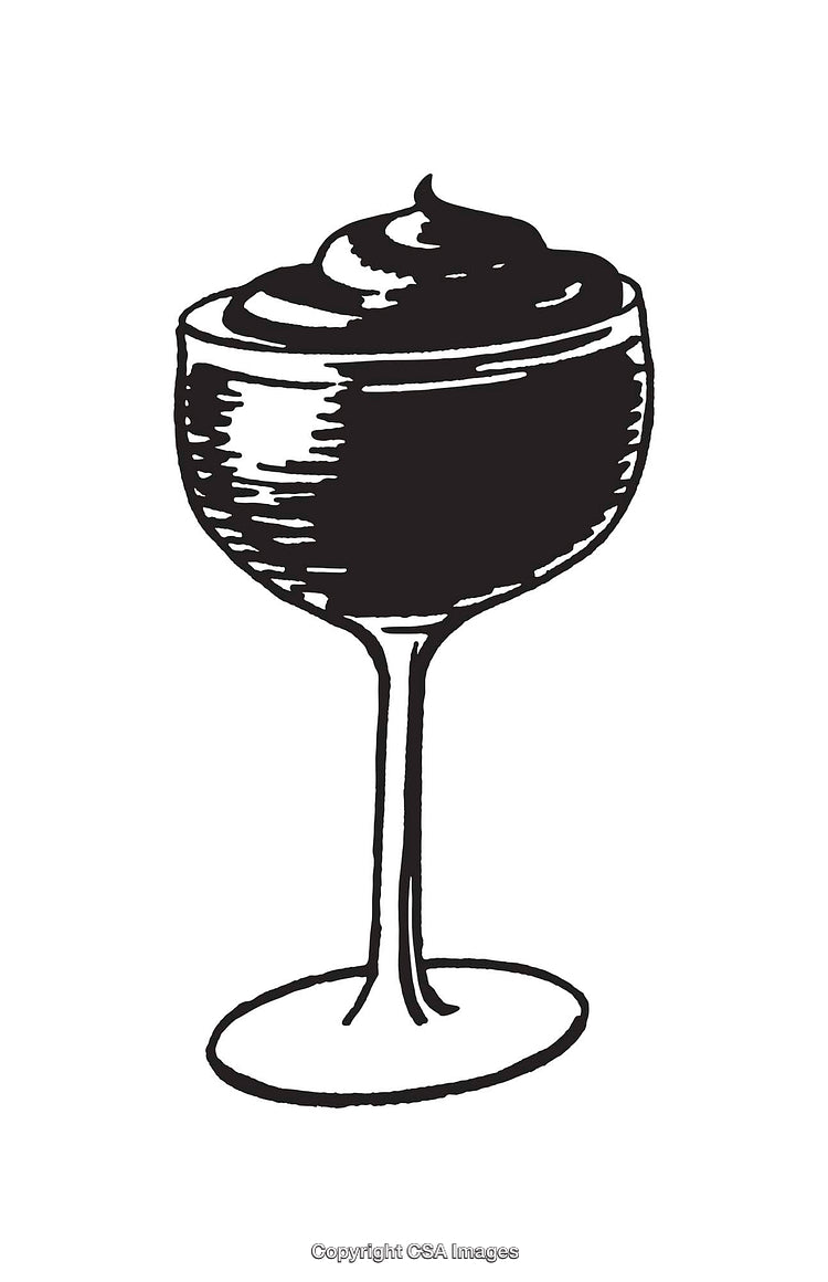 Black And White Line Art Illustration of a Dessert Glass