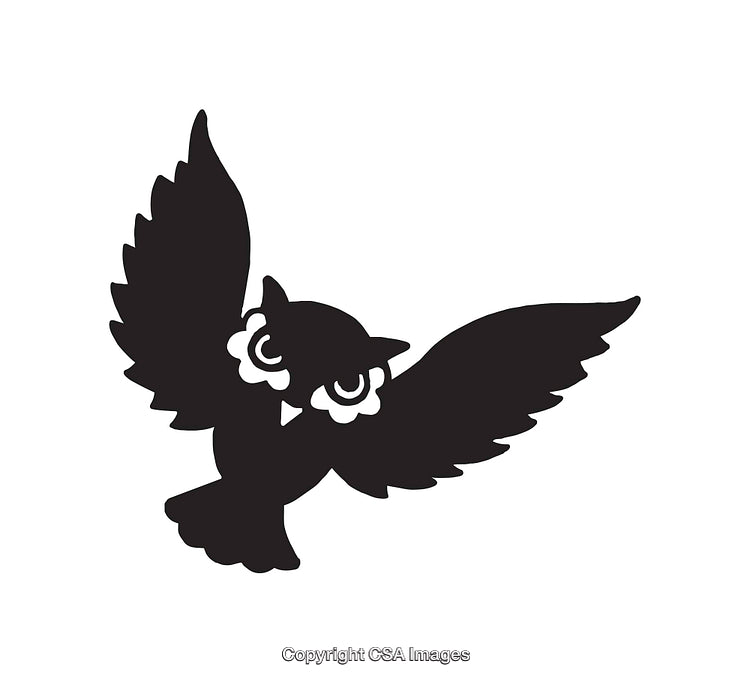 Minimalistic Black And White Icon of a Flying Owl Silhouette