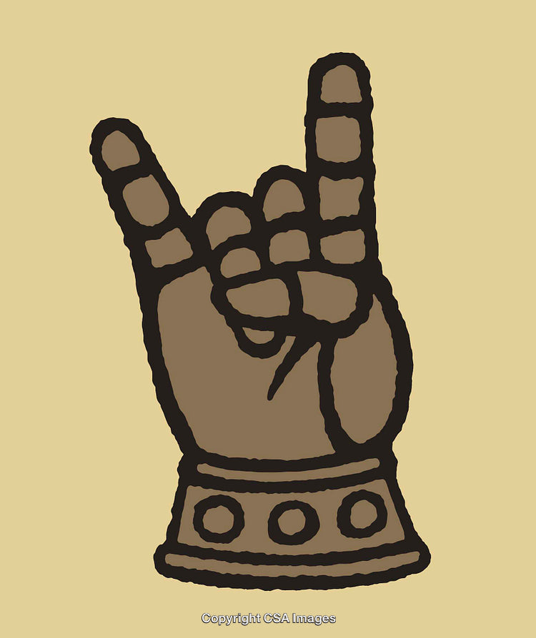 Rock Gesture Line Art Illustration with Retro Style Design