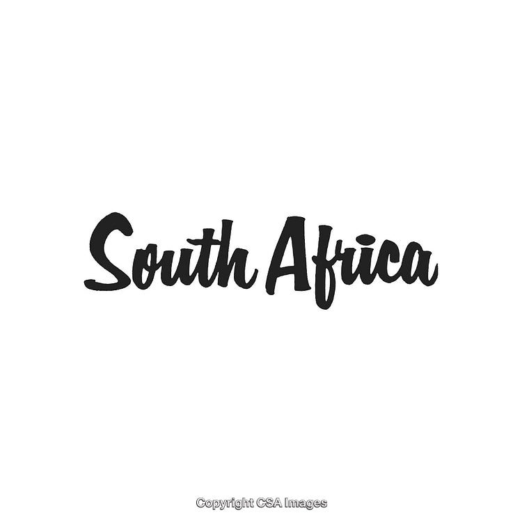 Stylized Black Lettering of South Africa on White Background
