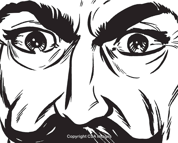 Intriguing Eyelines in Dramatic Black and White Pen Illustration