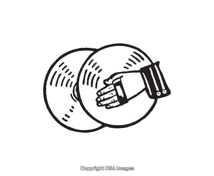 Hand Holding Cymbals Line Art Illustration on White Background