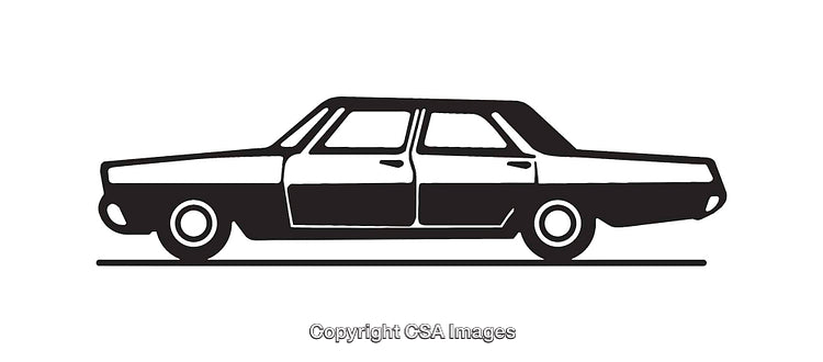 Black and White Classic Car Line Art Illustration on White Background
