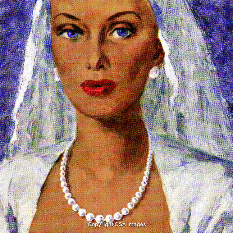 Elegant Portrait of a Bride Wearing Pearls and a White Veil