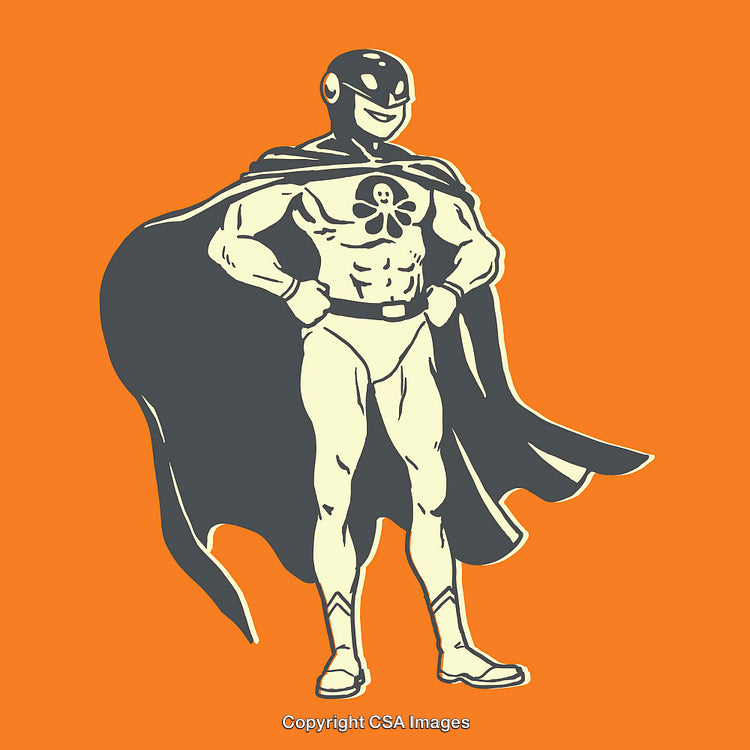 Retro Styled Superhero Illustration With Bold Colors and Iconic Design