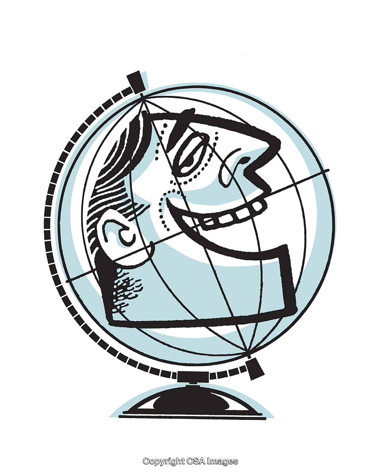 Creative Illustration Combining a Globe and Smiling Face in Unique Style