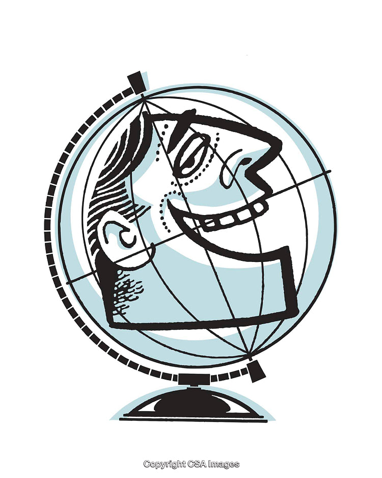 Creative Illustration Combining a Globe and Smiling Face in Unique Style