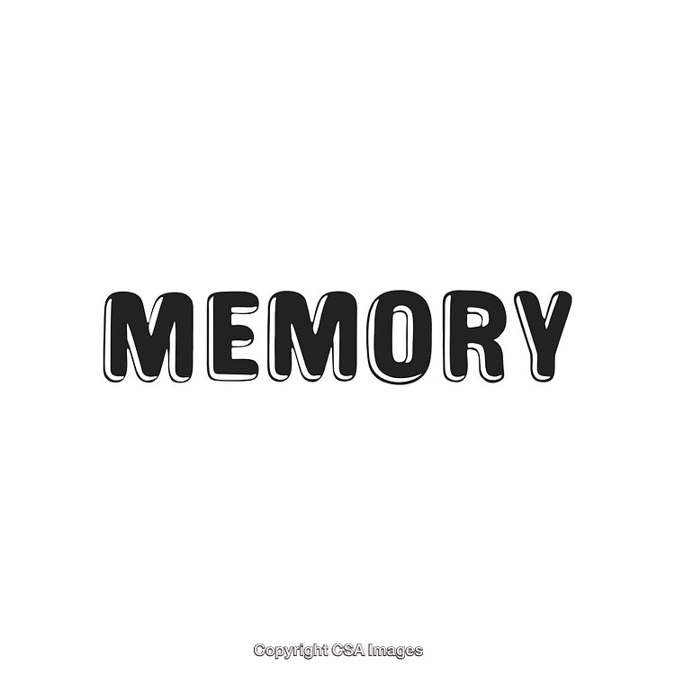 Black and White Memory Text Illustration on a Minimal White Background