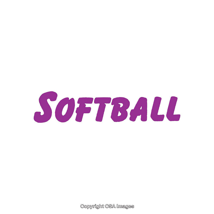 Purple Softball Text in Bold Letters on White Background