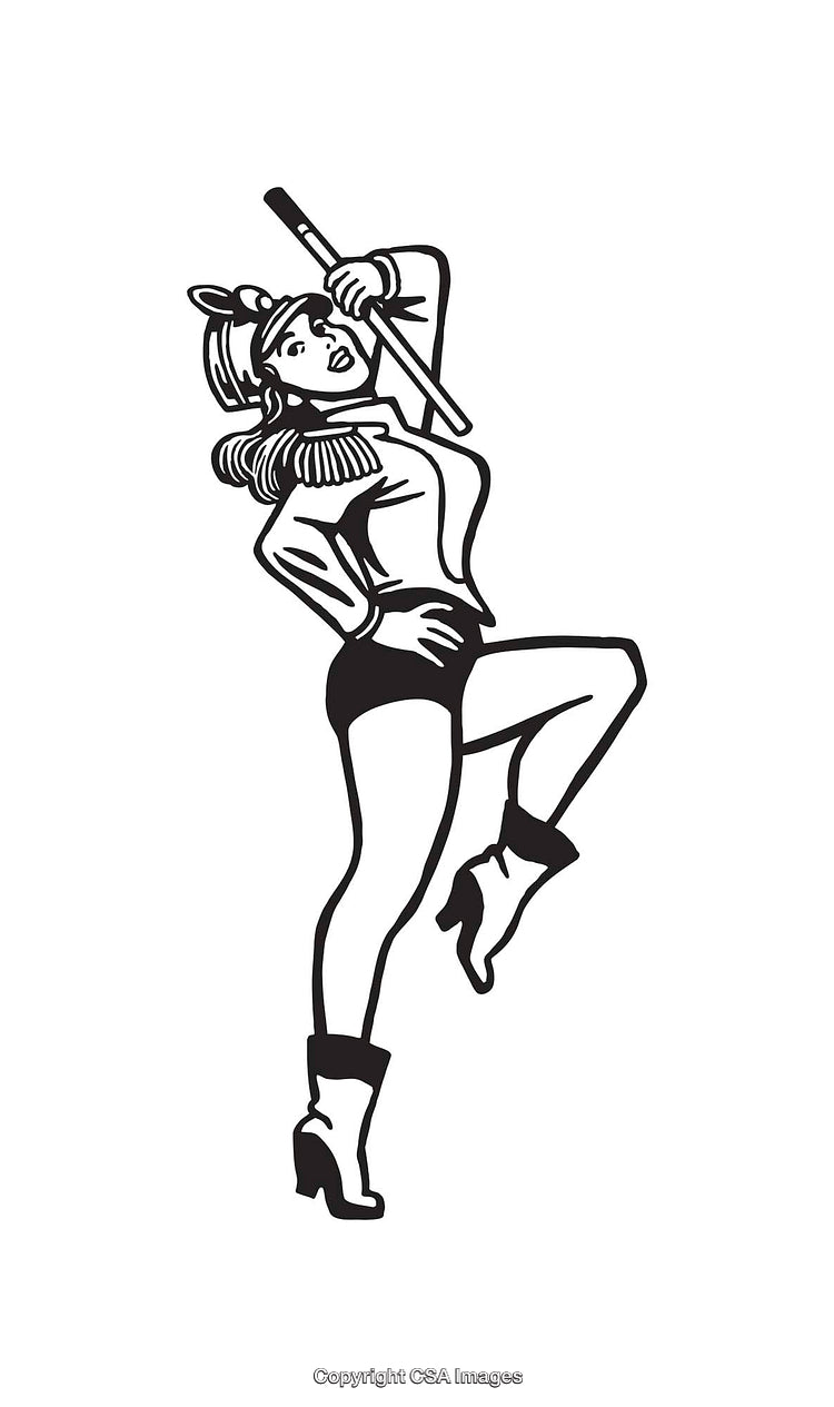 Stylized Line Art Illustration of a Dancing Performer with a Microphone