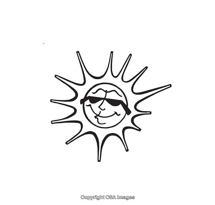 Smiling Sun Character Wearing Shades in Fun Illustration