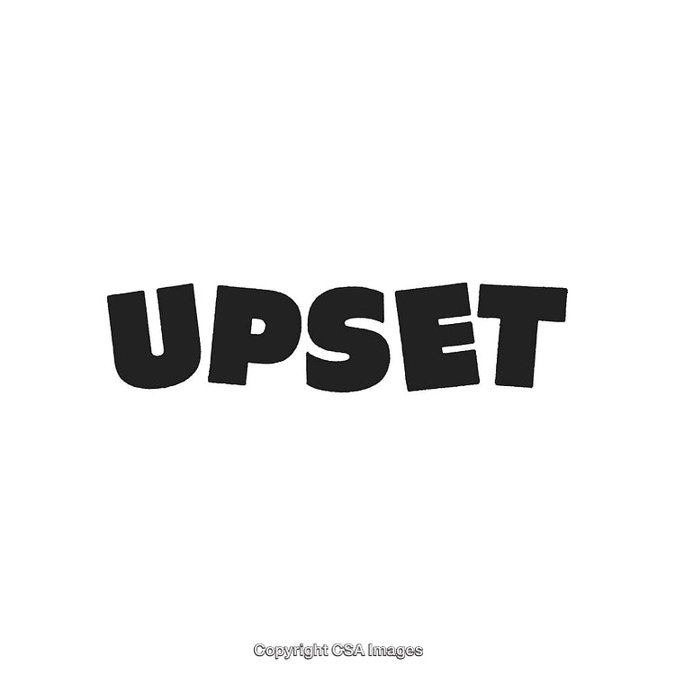 Bold Black Text Reading 'Upset' on Clean White Background
