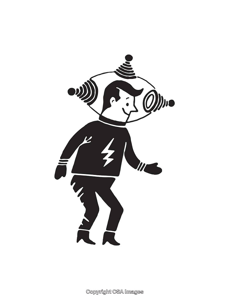 Retro Style Line Art of a Futuristic Concept Character