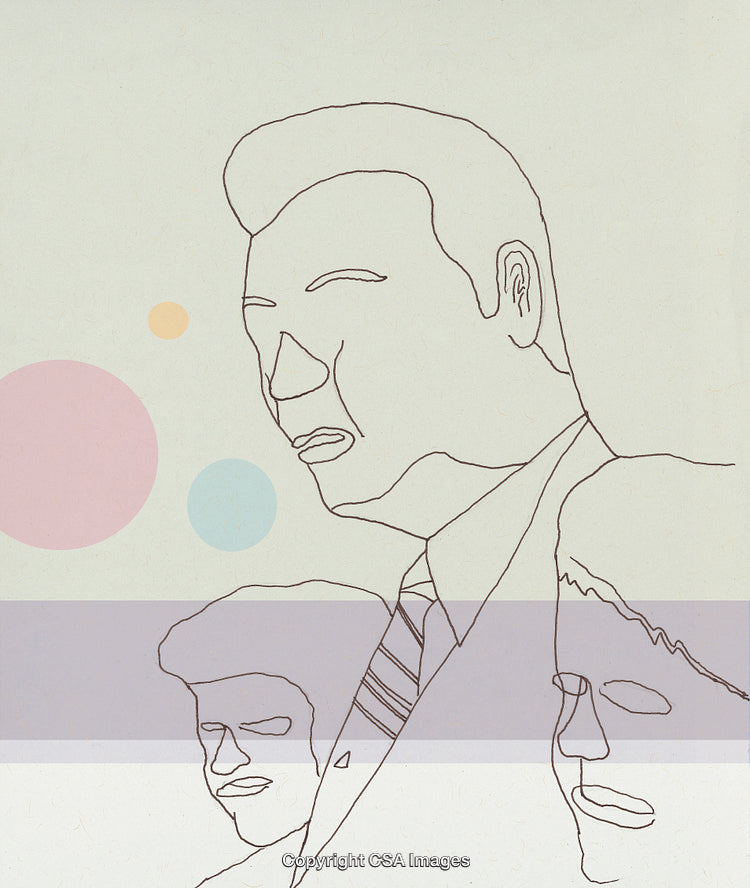 Abstract Line Drawing Featuring Layered Figures With Soft Pastel Design Elements