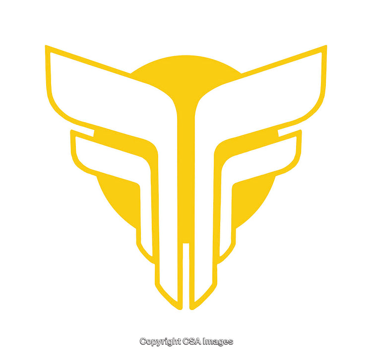 Abstract Yellow and White Geometric Icon with Circular Accent