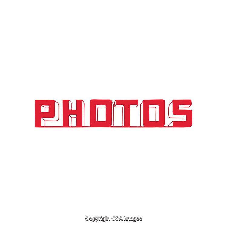 Bold Red Retro Styled Typography With the Word Photos on White Background