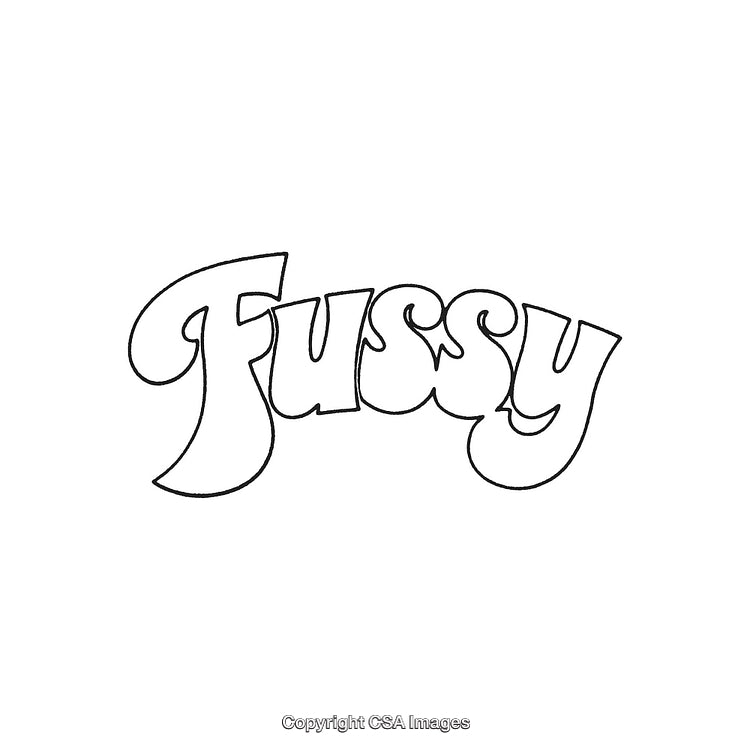 Stylish Retro Typography of the Word Fussy in Bold Black Font