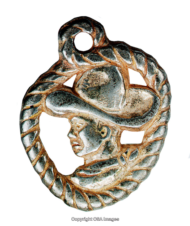 Vintage-Style Pendant Depicting a Cowboy in Hat with Rope Frame Design