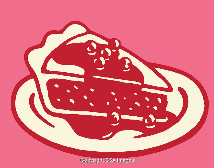 Colorful Illustration of a Slice of Fruit Pie on a Plate