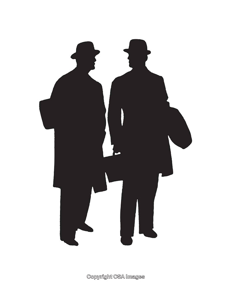 Silhouette of Two Men Engaged in a Business Discussion