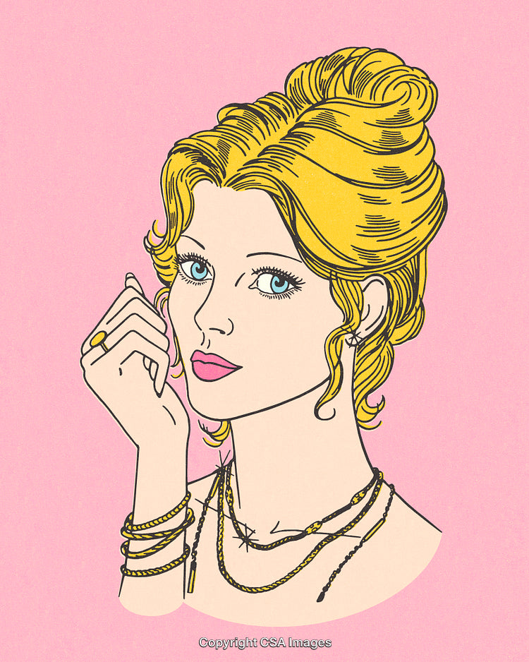 Stylish Pop Art Portrait of a Woman on a Pink Background