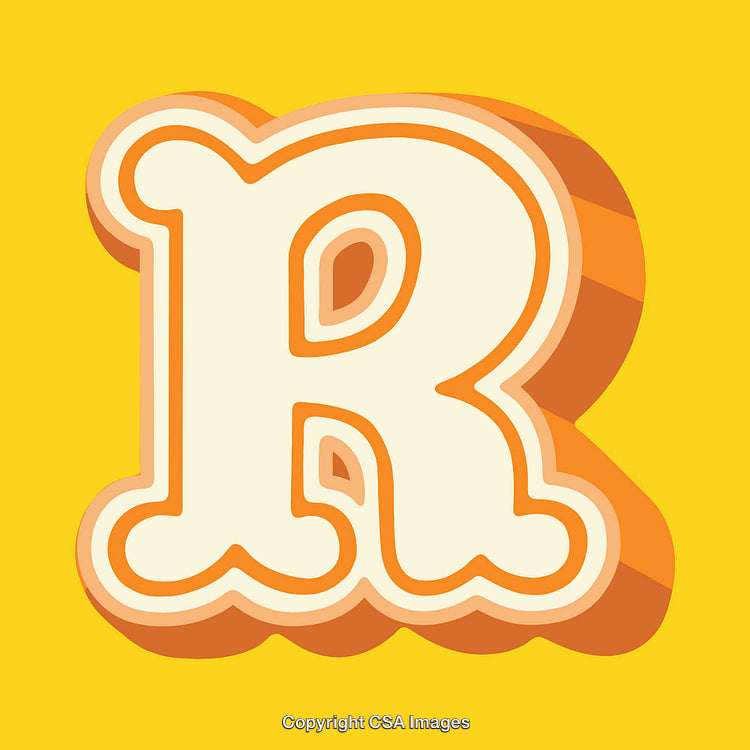 Stylized 3D Letter R on Bright Yellow Background