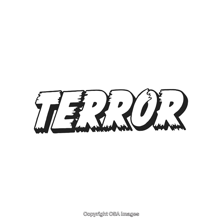 Bold Comic Style Typography Reading 'Terror' with Intense Effect