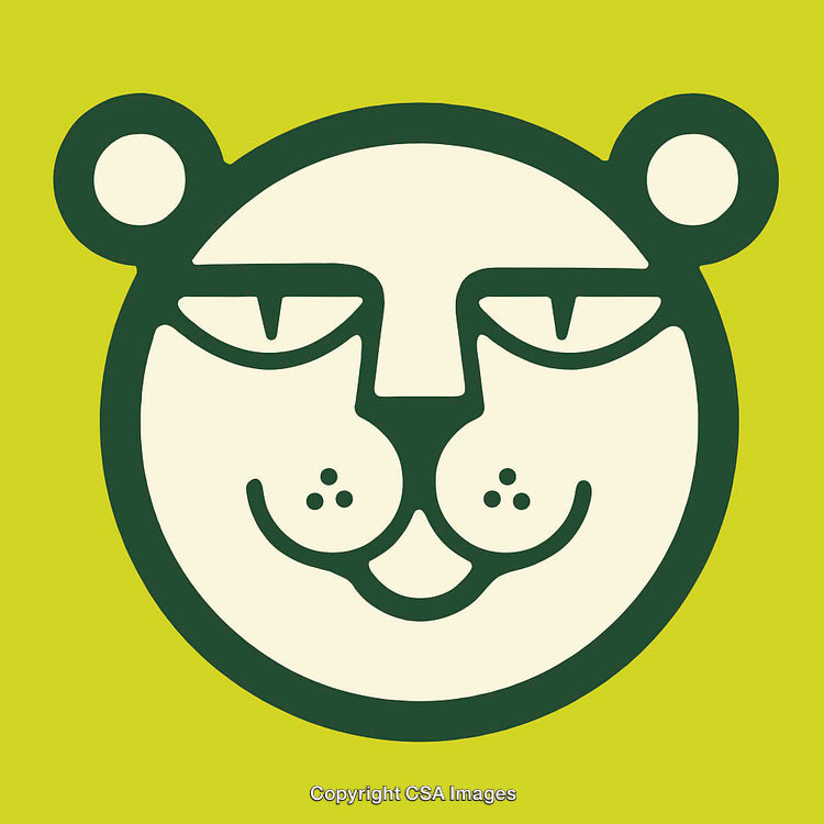 Stylized Green and Yellow Panther Line Art Illustration on Solid Background