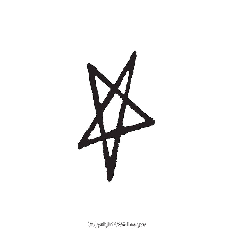 Black Hand-Drawn Pentagram Symbol on White Background