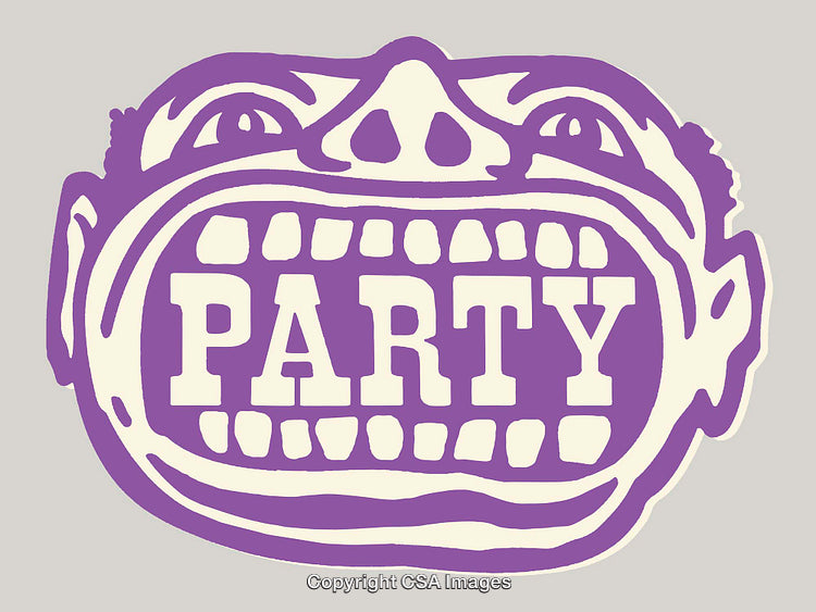 Bold Purple Graphic of a Stylized Party Theme Illustration