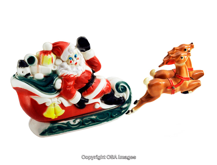 Colorful Santa Claus Figurine with Sleigh and Reindeer for Christmas Decoration