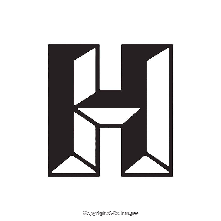 Bold Geometric Letter H in Black and White Design