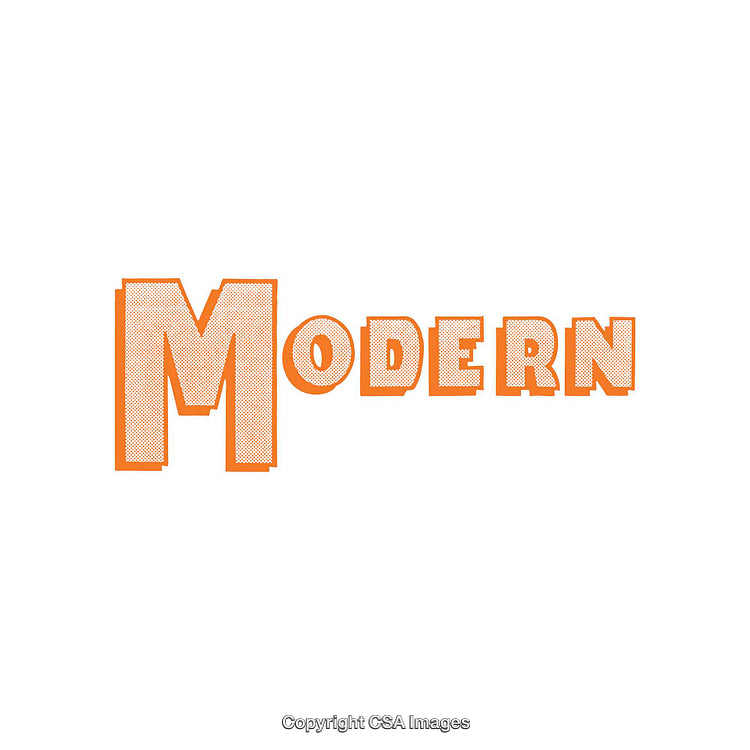 Orange Text Design Featuring Word 'Modern' in Bold Font