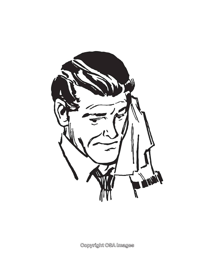Retro Illustration of a Distressed Businessman with Handkerchief