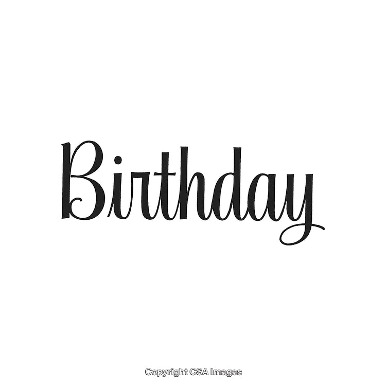 Elegant Calligraphy of the Word 'Birthday' on White Background