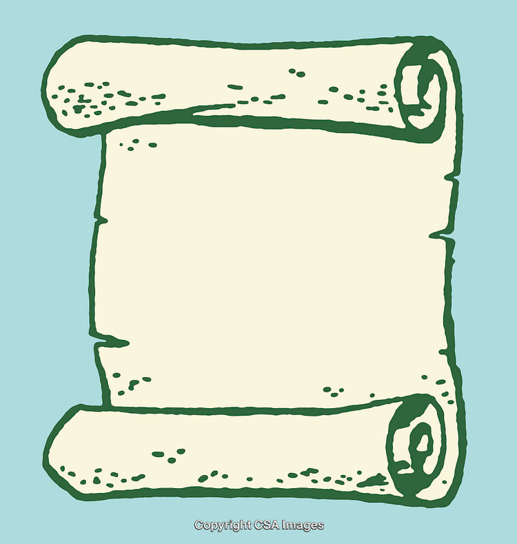 Vintage Scroll Illustration with Blank Space on Blue Background