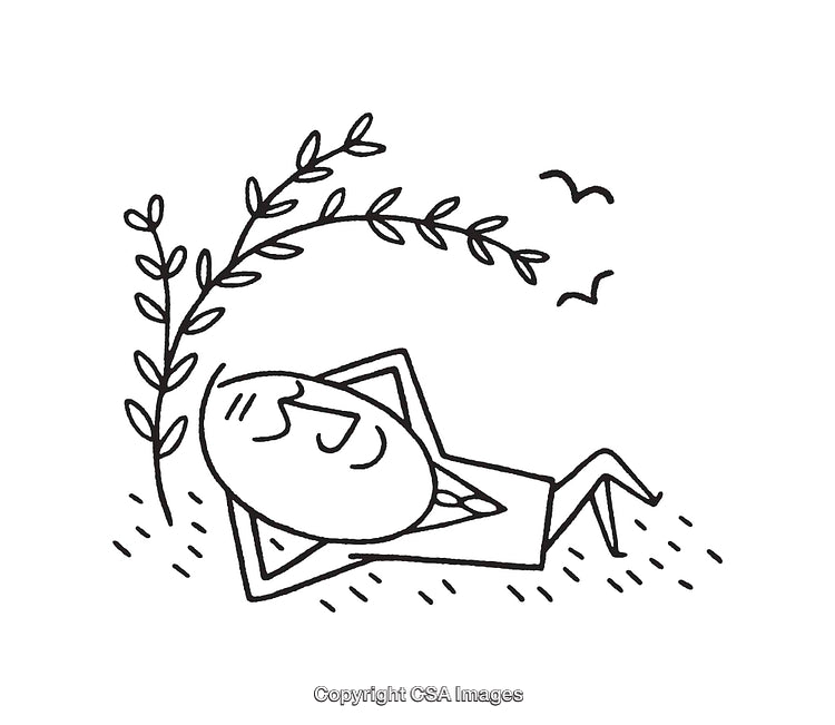 Relaxation in Nature Depicted With Simple Black and White Line Illustration