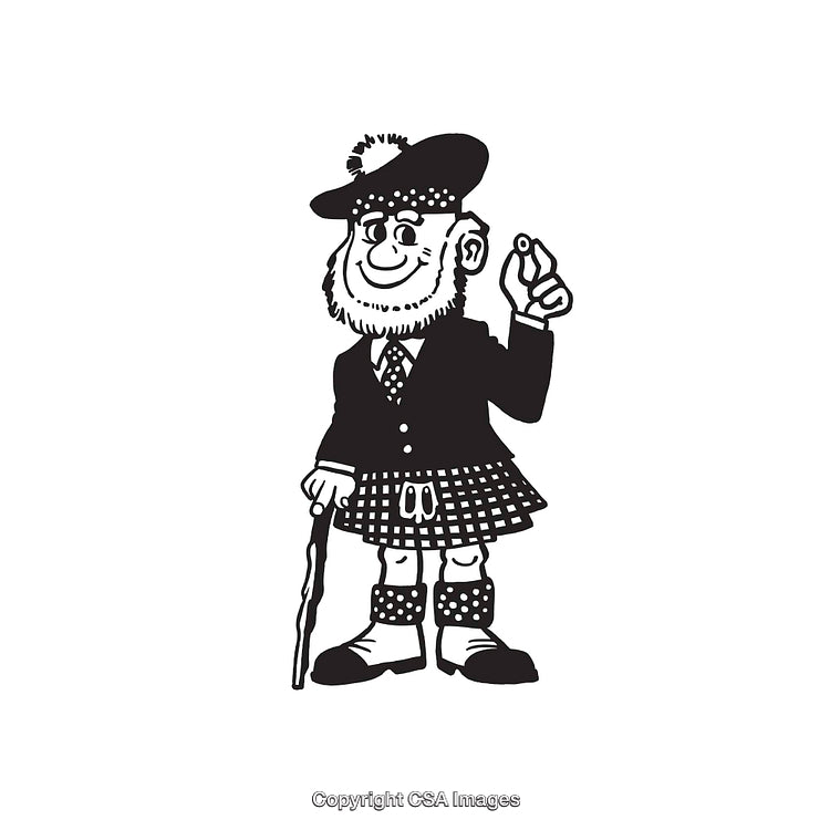 Illustration of a Cheerful Scotsman in Traditional Highland Outfit